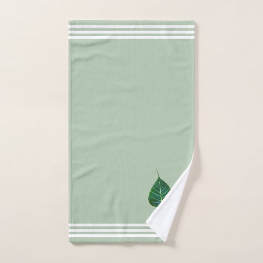 Bodhi Leaf & Three Stripes op Laurel Green Bad Handdoek (Handdoek)