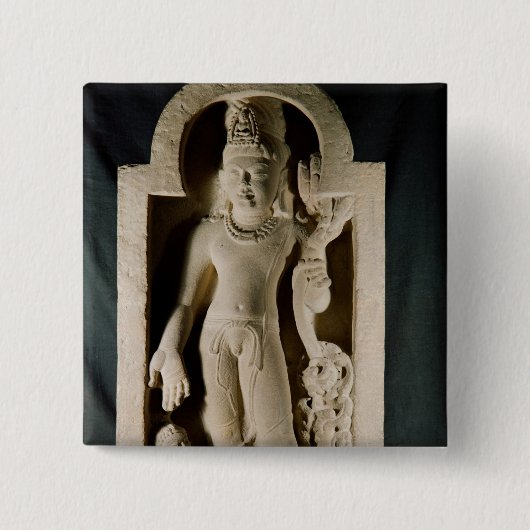 Bodhisattva Padmapani, Sarnath Vierkante Button 5,1 Cm (Voorkant)