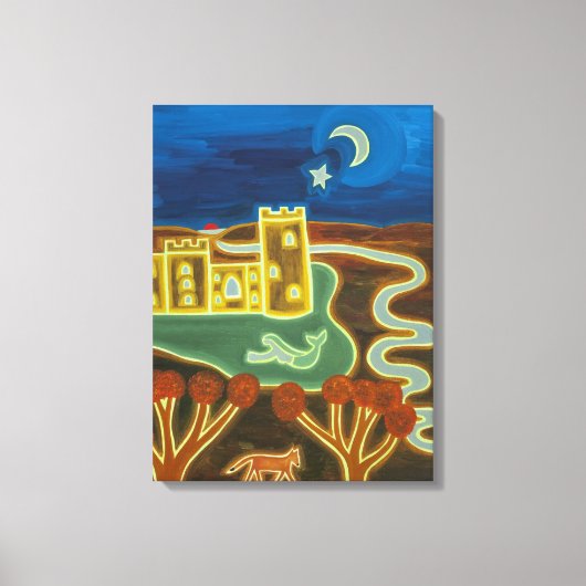 Bodiam Castle naar Moonlight 2010 Canvas Afdruk (Voorkant)