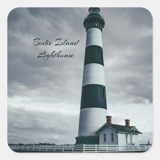 Bodie Island Lighthouse zwart-wit Vierkante Sticker (Voorkant)