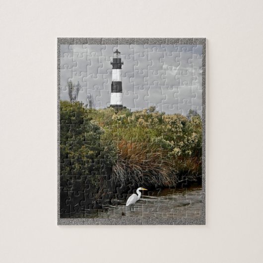 Bodie Island - vuurtoren met Egret Legpuzzel (Verticaal)
