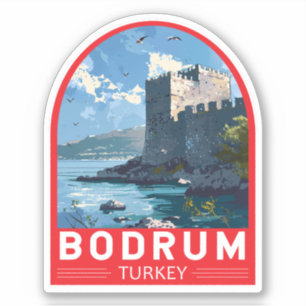 Bodrum Castle Turkije Reizen Kunst Vintage Sticker