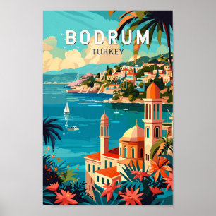 Bodrum Turkije Reizen Kunst Vintage Poster