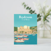 Bodrum, Turkije Retro Art Briefkaart (Staand voorkant)