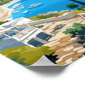 Bodrum Turkije vintage reisillustratie Poster (Hoek)