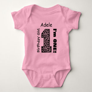 Body 1er anniversaire fille LEOPARD 1 an Nom personnali