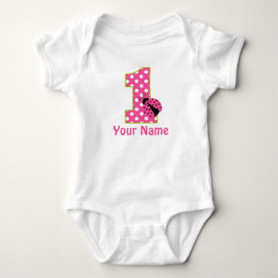 Body 1er anniversaire Ladybug rose verte chemise person