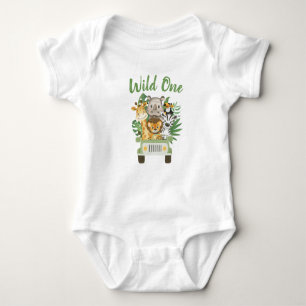 Body 1er anniversaire Wild One Jungle Safari Animaux en