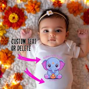 Body 1er Diwali avec un éléphant mignon