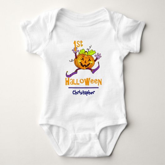 Body 1er Halloween Happy Citrouille Boy Nom personnalis (Devant)