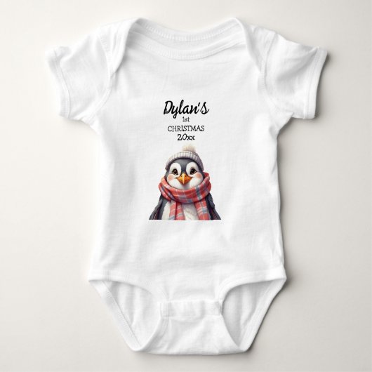Body 1er noël personnalisé mignon pingouin (Devant)