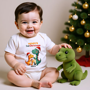Body 1er Noël, texte personnalisé, Famille Santa-Saur