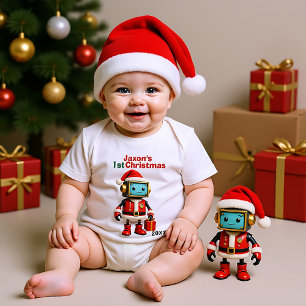 Body 🎄1er Noël, texte personnalisé, traîneaux de Santa