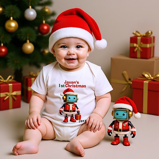 Body 🎄1er Noël, texte personnalisé, traîneaux de Santa