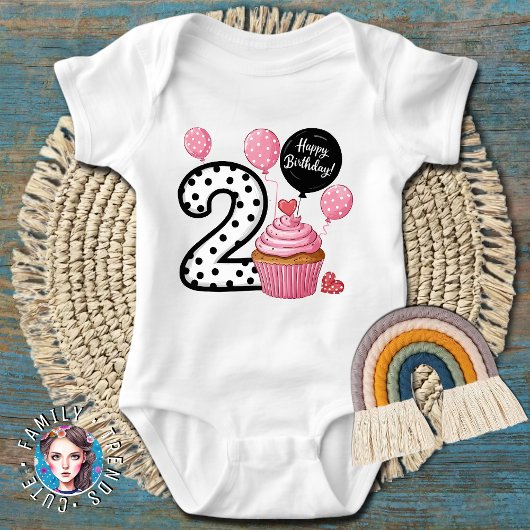 Body 2e anniversaire Cupcake rose