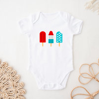 4 juillet Patriotique Popsicles Baby Bodysuit