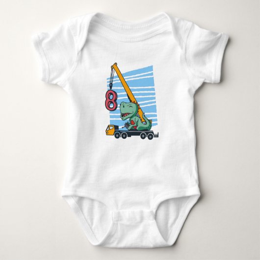 Body 8 ans 8e anniversaire grue mobile Dinosaur (Devant)