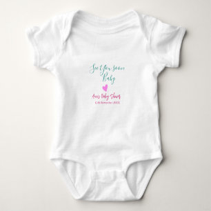 Body à bientôt baby shower vert rose cœur tendance m