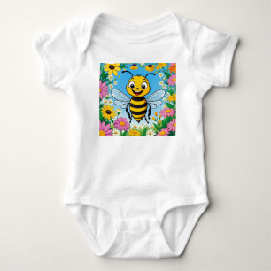 Body Abeille de dessin animé fleurs colorées