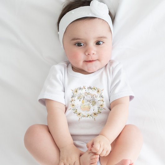 Body Abeilles De Miel, Fée & Bébé En Motif Sans Faille