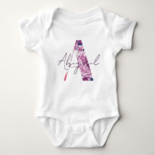Body Abigail Baby Name Flower Script Jolie fille Floral (Devant)
