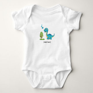 Body Adorable Blue Dinosaur with Hearts - Cute Brachios