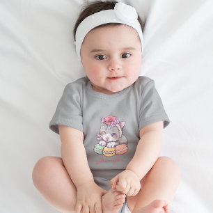 Body Adorable Kitten avec Macarons rose jaune vert