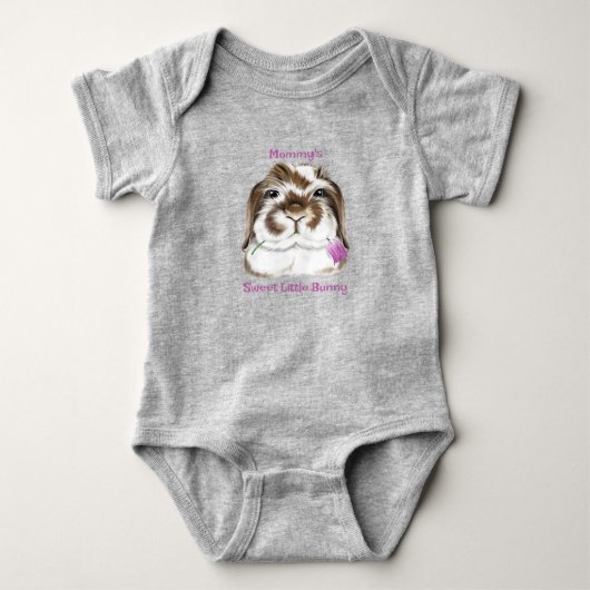 Body Adorable lapin flop avec tulipe rose (Devant)