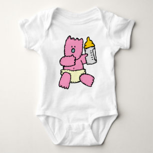 Body Adorable Ours Rose Avec Bouteille Bébé T-Shirt