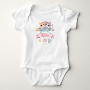 Body Adorables chatons à l'aquarelle Bienvenue bébé nom