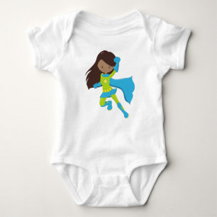Body African American Girl, Superhero Girl, Blue Cape
