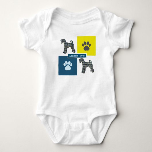 Body Airedale Terrier Dog & Paw Yellow & Blue Grid (Devant)