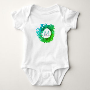 Body Ajouter monogramme vert rose vert couronne de Noël