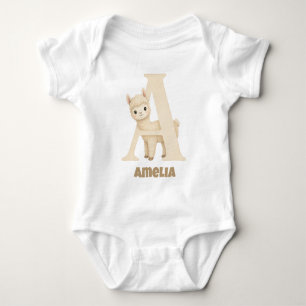 Body Alpaca Lettre A Personnalisée au Nom de Bébé