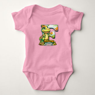 Body 🦖💖 Alphabet Dino “F” Baby Jersey Bodysuit 👶✨