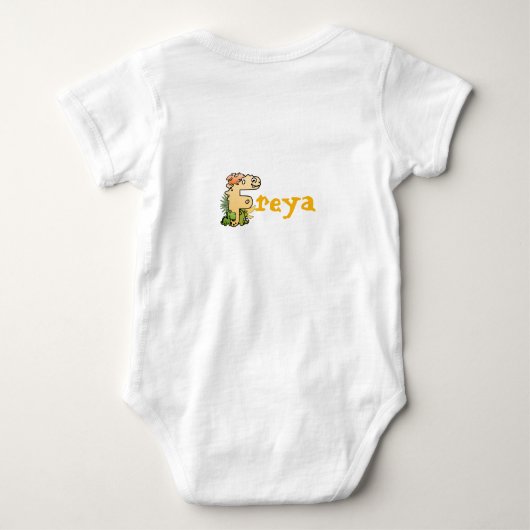 Body Alphabet Dino pour bébé avec nom Commençant avec F (Dos)