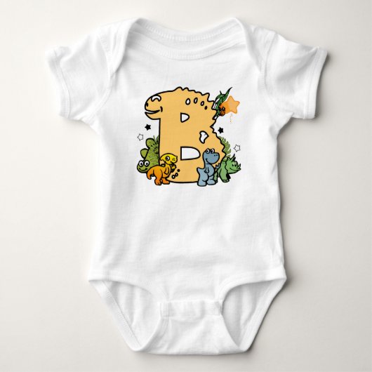Body Alphabet Dino pour bébé avec nom Commençant par B (Devant)