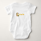 Body Alphabet Dino pour bébés avec nom Commencer par E (Dos)