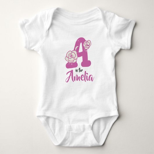 Body Amelia Nom Baby Outfit Lettre A Romper Floral (Devant)