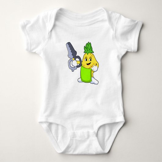 Body Ananas comme coiffeur avec ciseaux et razor (Devant)