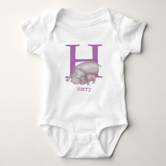 Body Animal ABC H est pour hippo bébé bodysuit (Devant)