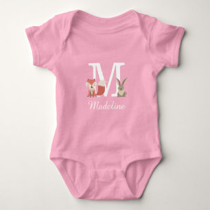 Body Animaux de la forêt Bébé Fille Monogramme Initial