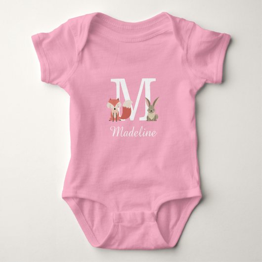 Body Animaux de la forêt Bébé Fille Monogramme Initial (Devant)