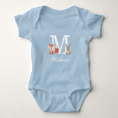 Body Animaux de la forêt bébé garçon monogramme initial (Devant)
