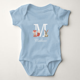 Body Animaux de la forêt bébé garçon monogramme initial