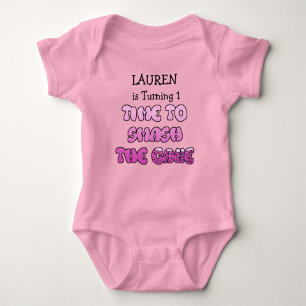 Body Anniversaire Fille, nom et âge, Chemise de gâteau 