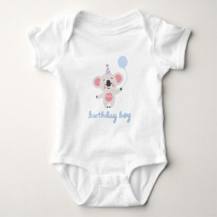 Body Anniversaire Garçon Teddy Ours Tenant Un Ballons