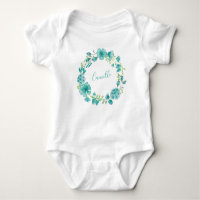 Aqua Sea Green Floral Wreath Personnalisé