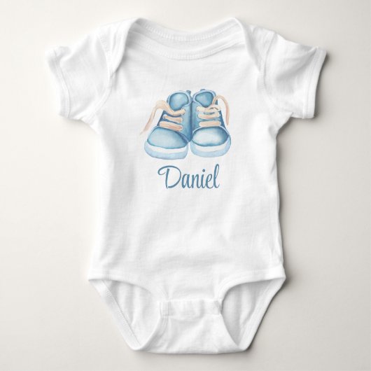 Body Aquarelle Blue Baby Chaussures Nom personnalisé (Devant)