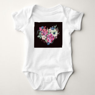 Body Aquarelle coeur floral : roses vintages.